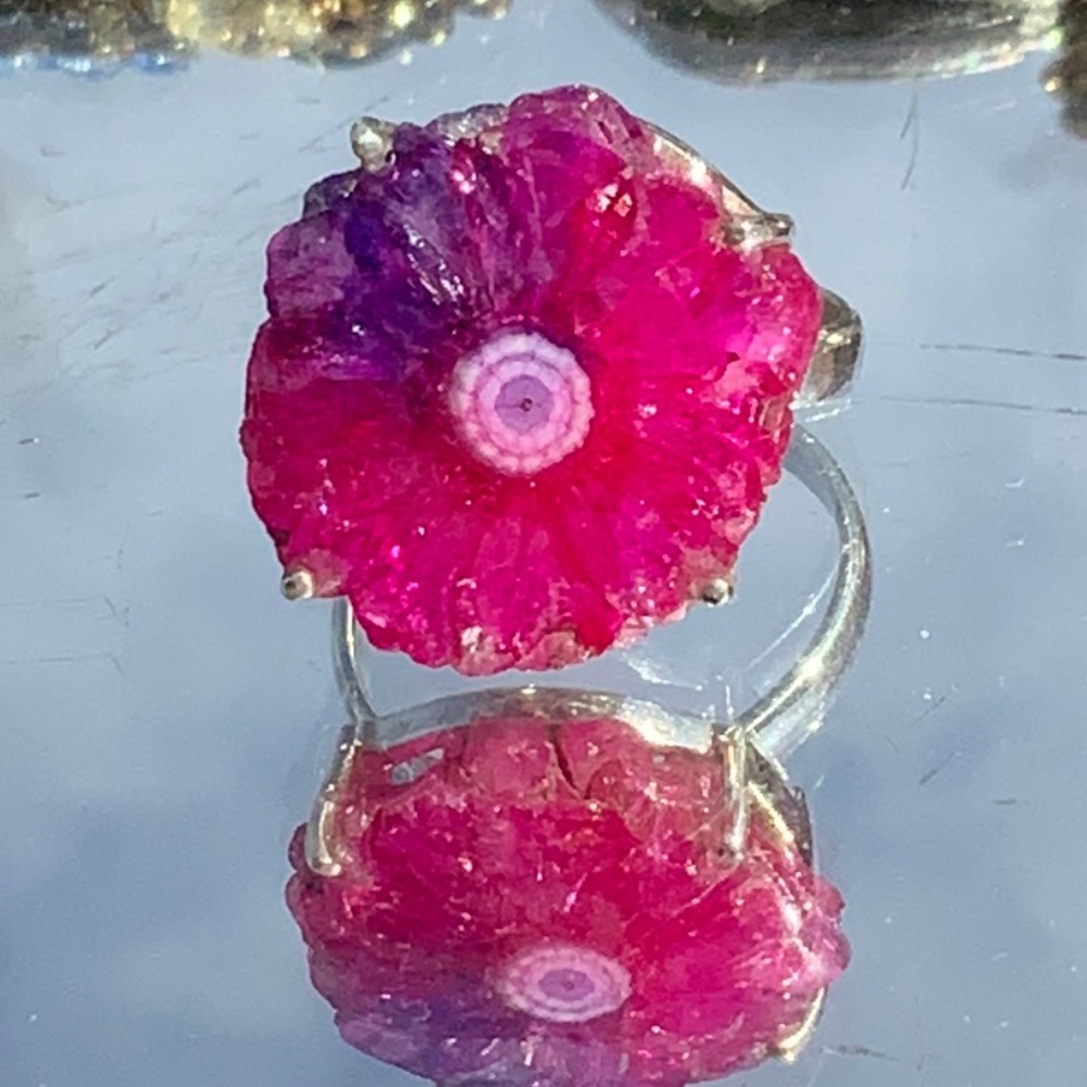 BOUTIQUE MULTI COLOR QUARTZ EYE 925 SILVER RING, 8